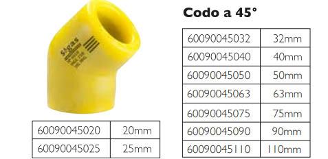 Codo a 45º